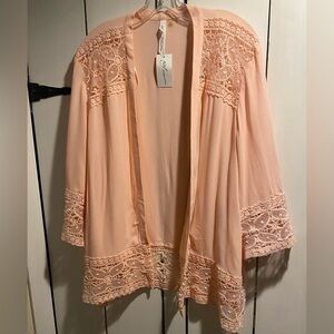 NY Collection Peach/Pink Open Front Top